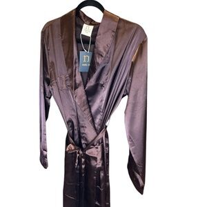 Nude Skinz Satin Robe Chocolate Brown Loungewear Wedding Gift New
